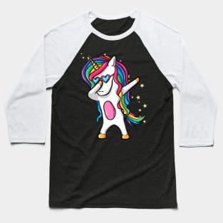 Dabbing Unicorn Squad Rainbow Party Dab Dance Girls Baseball T-Shirt